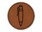 Pen Outline Round Iron-On Engraved Faux Leather Patch Applique - 2.5"